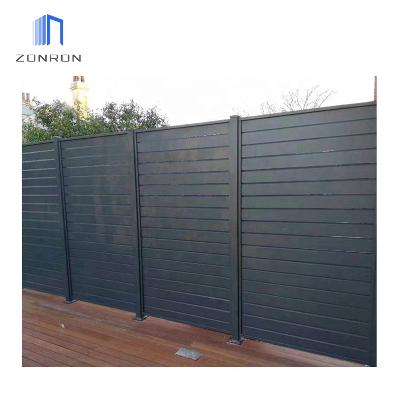 Zonron Aluminum Black Louver Slat Fence Garden Privacy Fencing Outdoor House Fence Easily Assembled