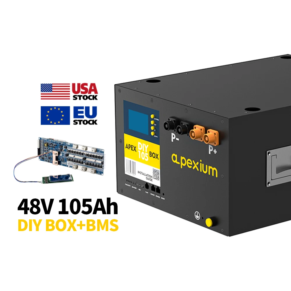 Apexium 48V Lifepo4 Battery Apexium 16S 105Ah Diy Box Bms Kit Lithium Energy Storage Battery For Solar Storage system