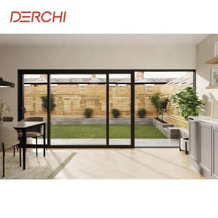 High Quality Aluminum Profile Double Tempered Glass Sliding Door Impact Resistant Exterior Interior Door