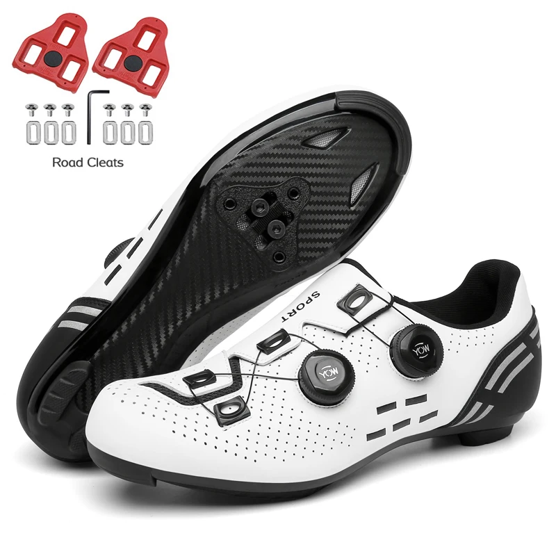 Men MTB Cycling Shoes Carbon Fiber Speed Road Bike Sneakers Racing Women Self-Locking Bicycle Shoes with SPD Cleats for Shimano