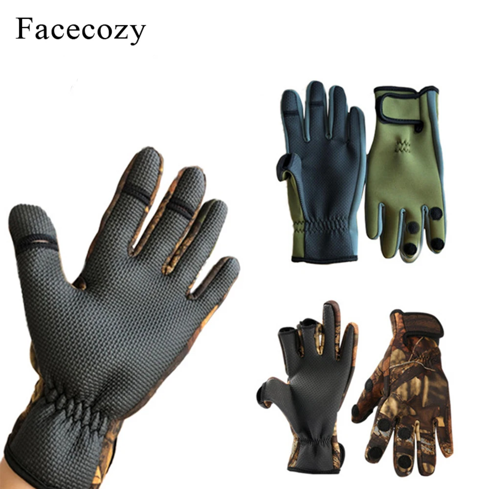 Shockproof Breathable Outdoor Waterproof Three Two Fingers Cut Non Slip Climbing Hiking Camping Riding Winter Fishing Glove
