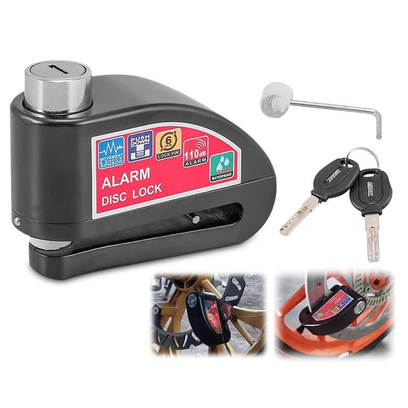 110Db Waterproof Bicycle Smart Disk Lock Alarm Motorcycle Bike Bicycle Disc Brake Reminder Safety Anti-Theft Lock