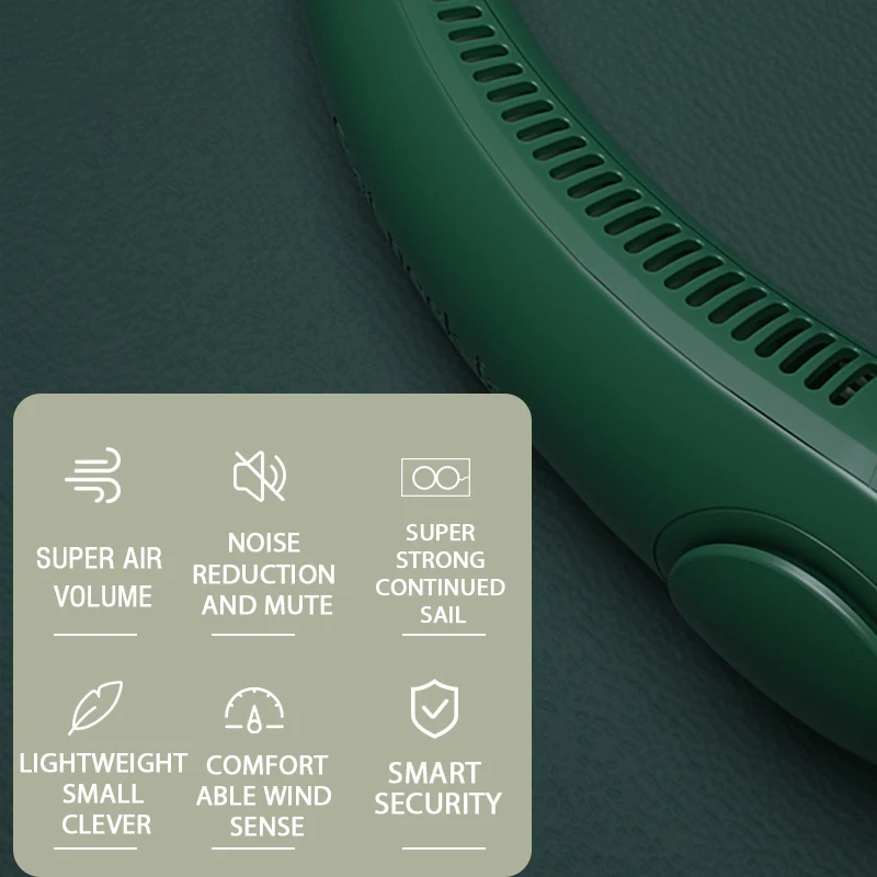 Mini Bladeless Hanging Neck Leafless Fan Rechargeable Mute Sports Fans for Home Outdoor Portable Cooler