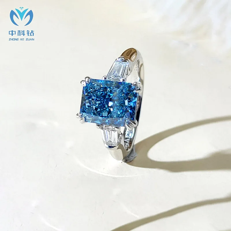 ZKZ jewelry custom loose vvs CVD diamonds india igi certified gia certified hpgt blue diamond ring