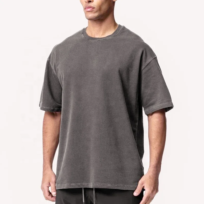 Custom logo high quality  relaxed fit oversized t-shirts pump cover gym fitness vintage acid wash t shirt for men Aci