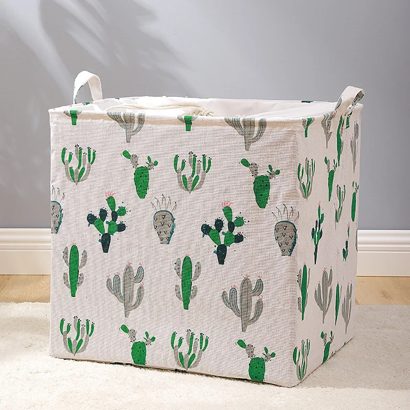 wholesale cheap foldable  large capacity Cotton and hemp fabric clothes dirty laundry basket storage baskets bins
