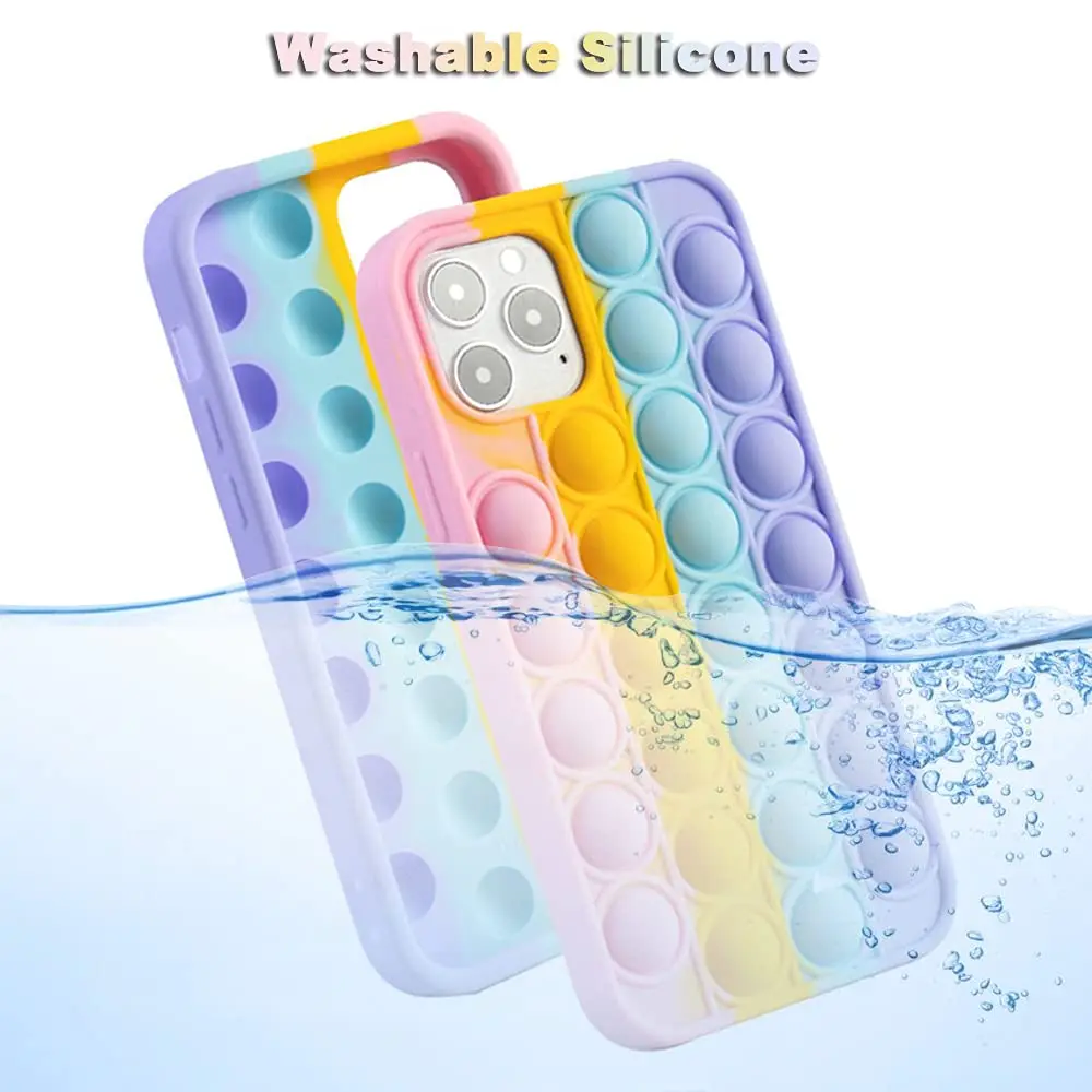 Factory Custom Pop It Phone Case Fidget Toys Silicone Protection Cover Case for iPhone8 7 6