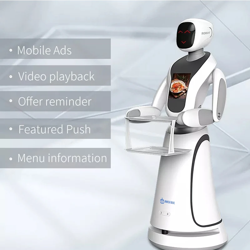Hot Sell Humanoid Robot Delivery Food AI Robot With Big Screen Service Robot For Restaurant Waiter