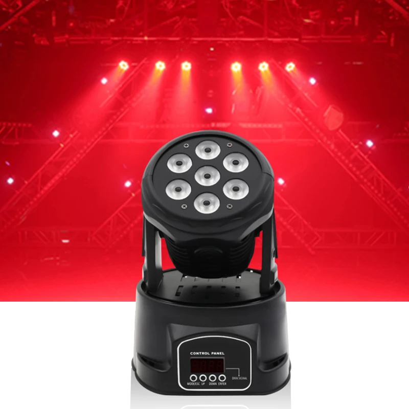 High Quality 7*12w Rgbw 4 In 1 Shaking Heads Led Disco Lights Wash Effect Moving Head Led Stage Lighting