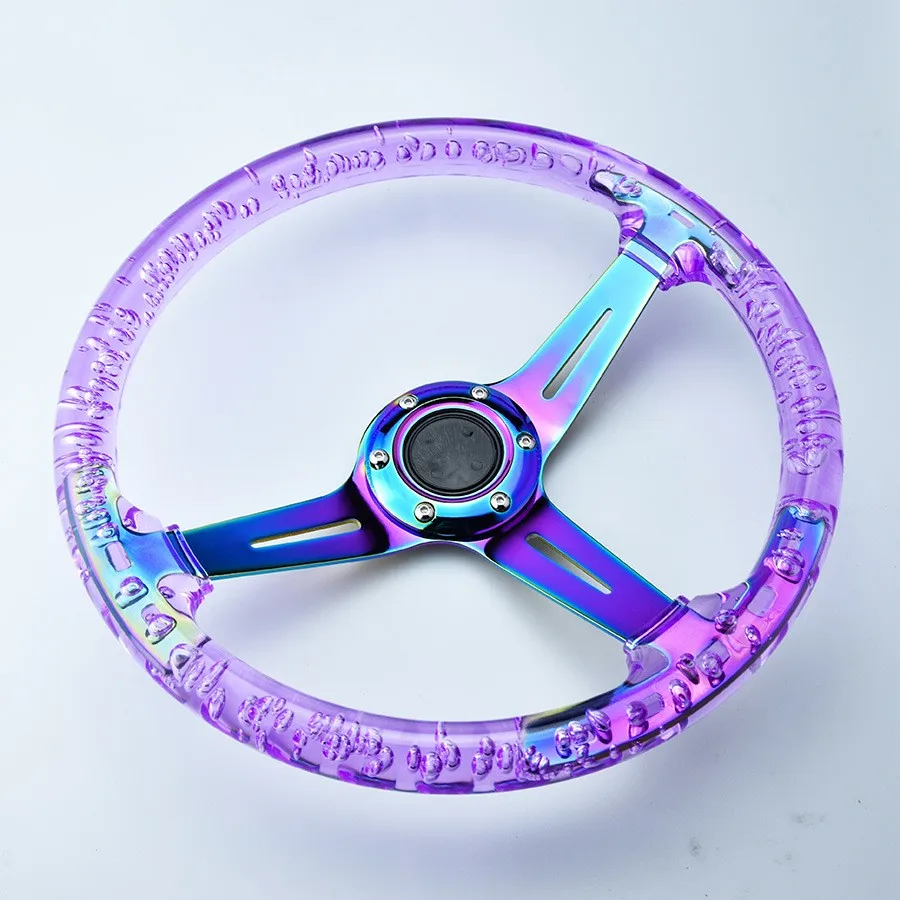 Pink Steering Wheel 350mm Clear Crystal Bubble Steering Wheel Made Of Acrylic