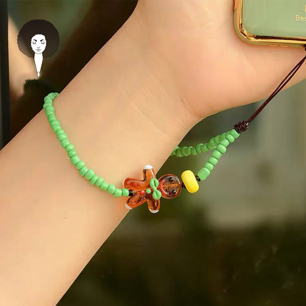 Ретро контрастные разноцветные сшитые мягкие керамики фрукты в этническом стиле рисовые бусины в богемном стиле Радужная смола со смайликом