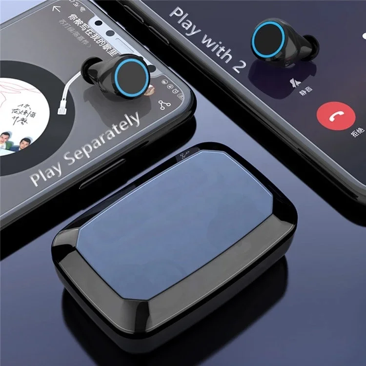 dropshipping earphone Waterproof BT wireless Sport headset 5.0 BT TWS LED display touchable rechargeable headphone for car