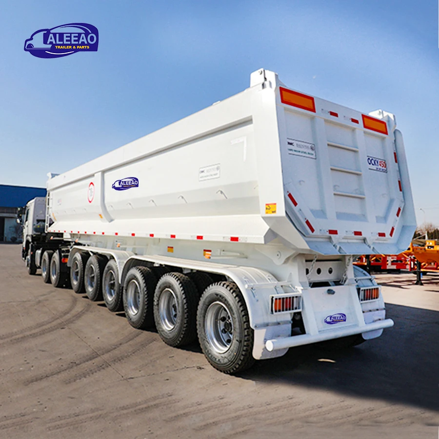 ALEEAO Hydraulic Tri-Axle U Shape End Tipper Semi-Trailer Dump Rear End Dump Semi Trucks Trailer For Sale