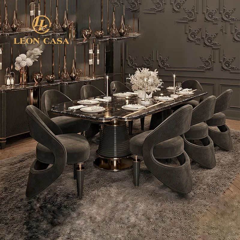 Hot Sale Manufacture Classical Design Dining Room Furniture Dining Table 8 Seater Luxury Marble Custom Dining Tables