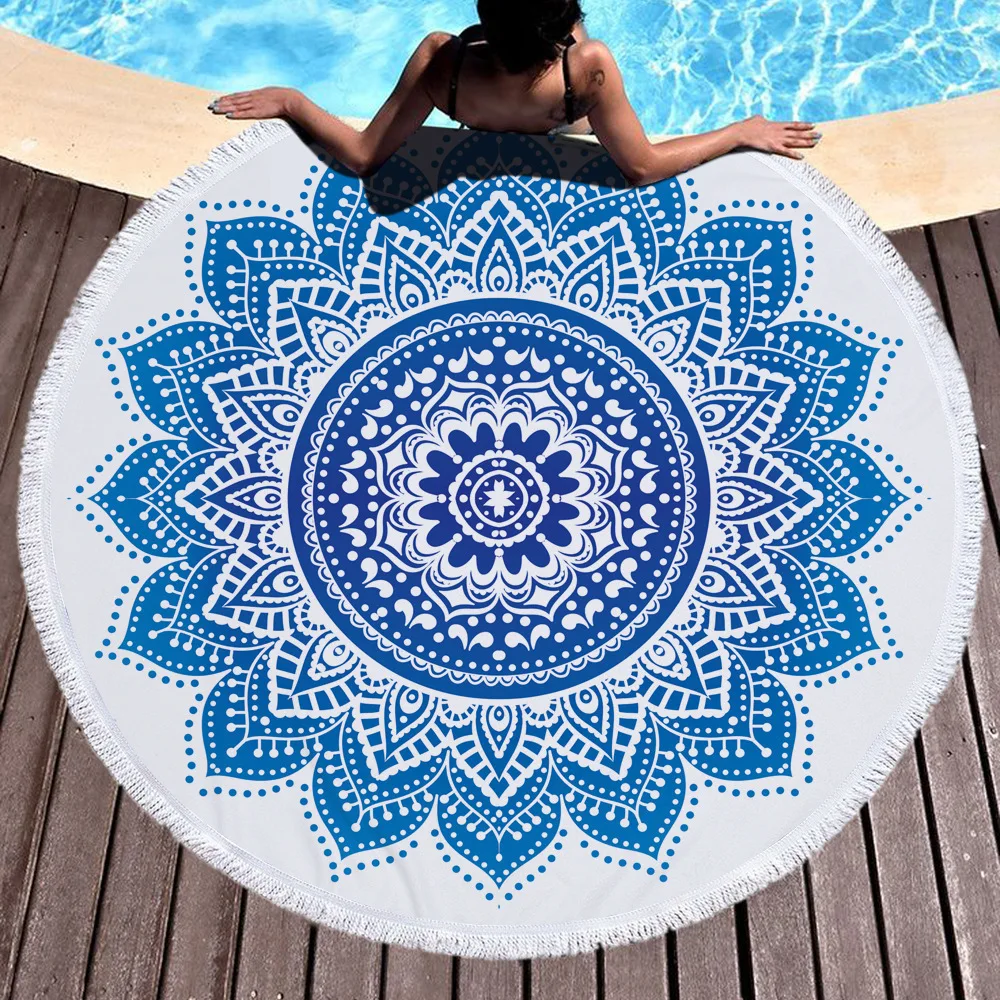 Printed Logo Customized design thick large round beach towel