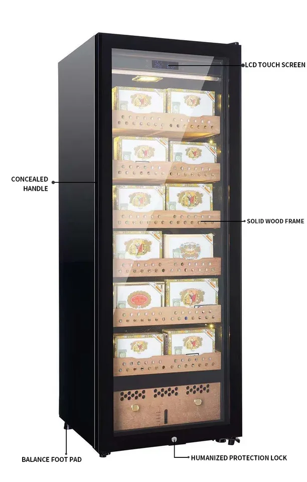 Black Custom Large Temperature Controlled Electric Electr Automatic Cigar Tobacco Cigarette Cigar Cabinet Humidor For Dubai