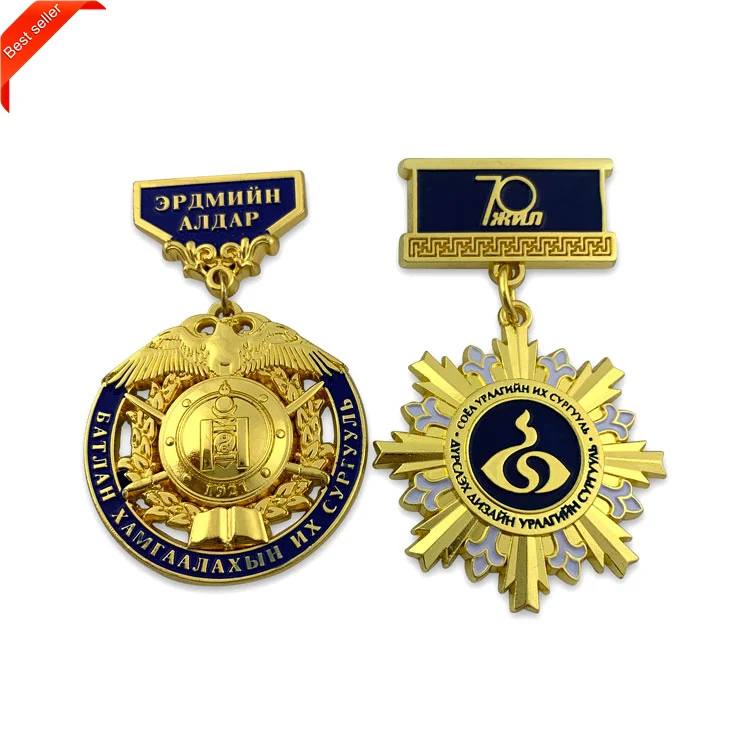 High Quality Customized Gold-plated 3D Design Zinc Alloy Sports Medal Honor Guard Army Lapel Pins Security Badge