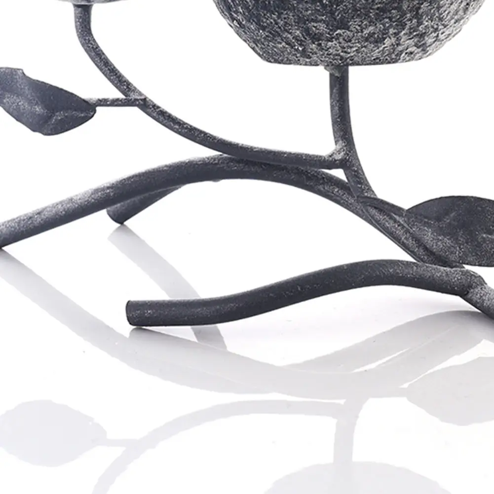 
Retro Home Decoration Table Central Decoration Resin Bird Country Style Iron Branch Wishing Candle Holder Grey Black 
