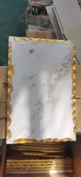 Natural marble stone serving tray marble serving tray with gold /silver trim for kitchen home decor kitchen dinning room bar