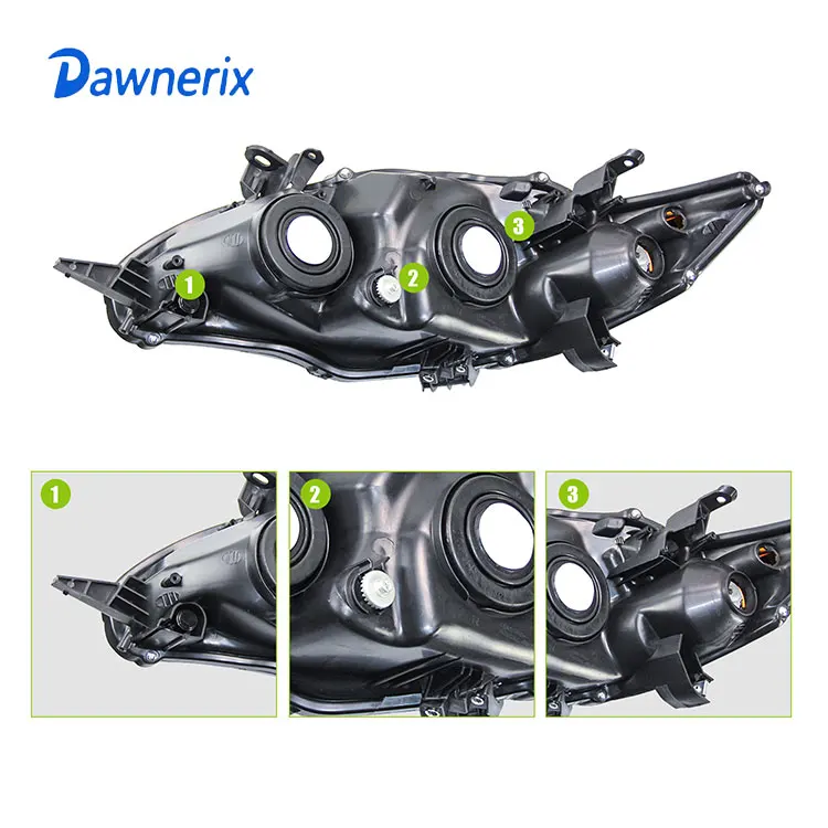 Headlight Assembly for 11-13 Toyota Corolla Clear Lens 1 Pair Headlamps Chrome