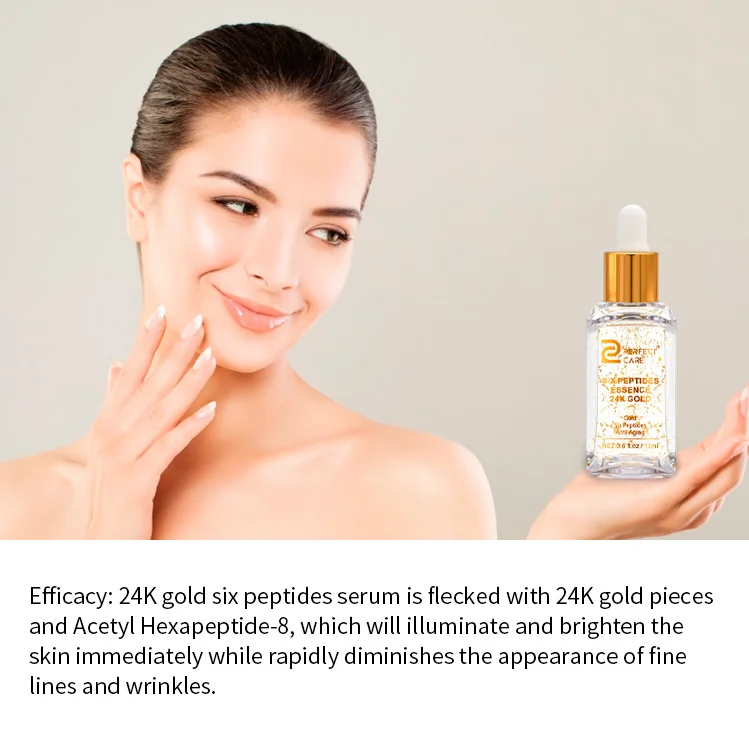 OEM Anti aging Skin Care Serum six peptides 24k Gold Serum for Reduce Fine Lines, Improve Skin, Moisturize Skin, Slow Down Aging