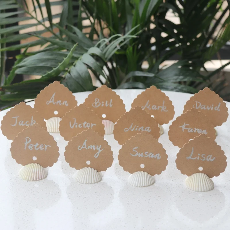 Natural Lion Shell Love Place Card Holder for Beach Wedding Natural Shell Conch Reception Table Chic Decor