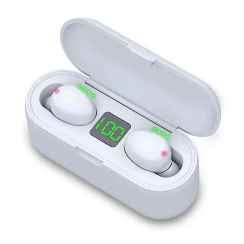 8D Stereo 2000Mah F9 tws Lcd Display Mini In-ear Sports Running Wireless Earbuds In-Ear Earphones Headphone Headset for phone
