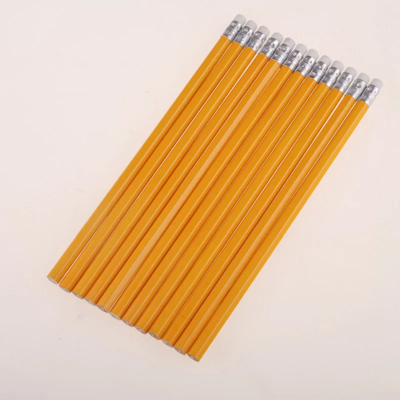 High-End All Black Logo Pencil Custom Hotel Wood Charcoal HB Colored Pencil with Eraser round Pattern Colored Pencil for Gift