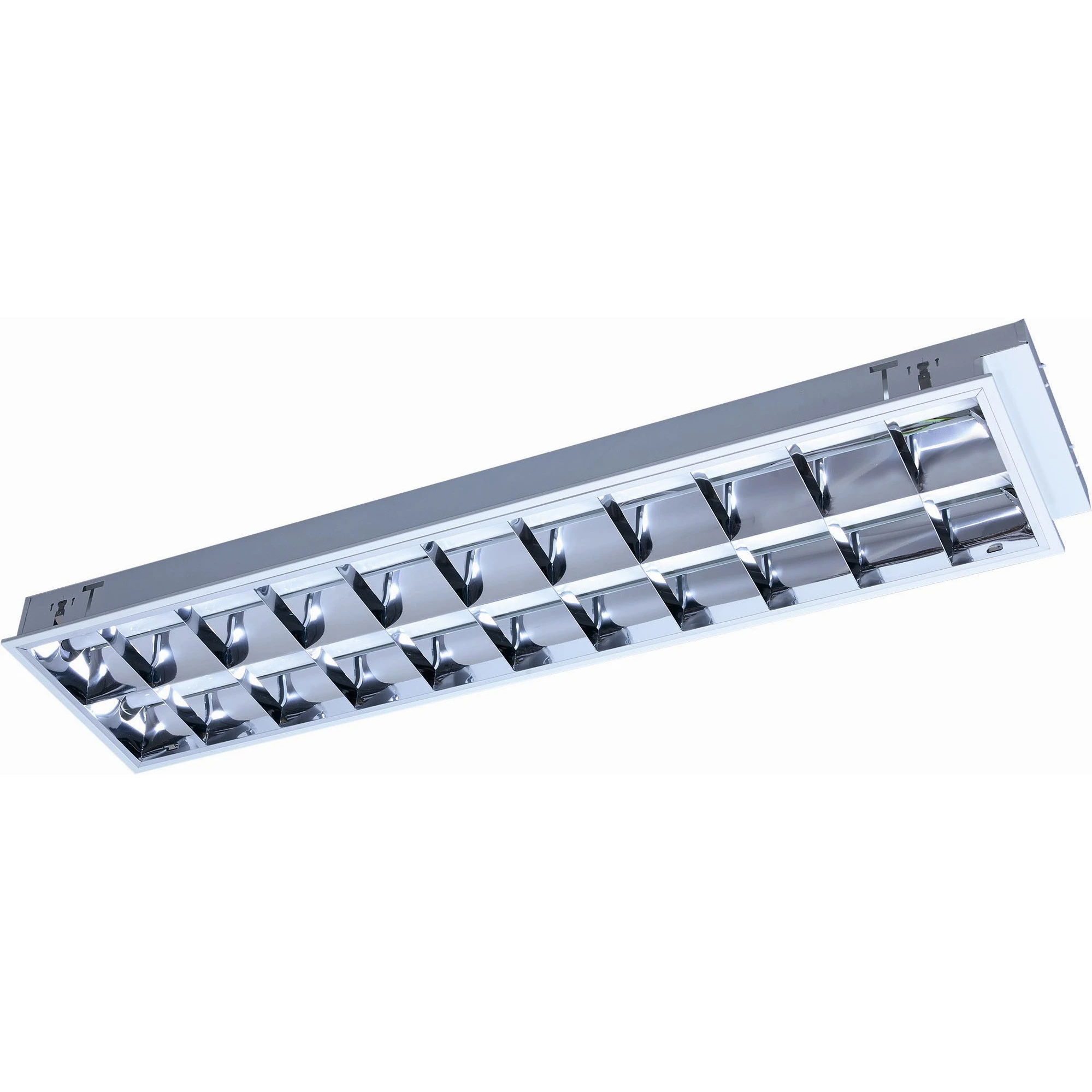 Office Grid Troffer Fixture Ceiling Recessed Mounted Steel Housing T8 LED Grille Light