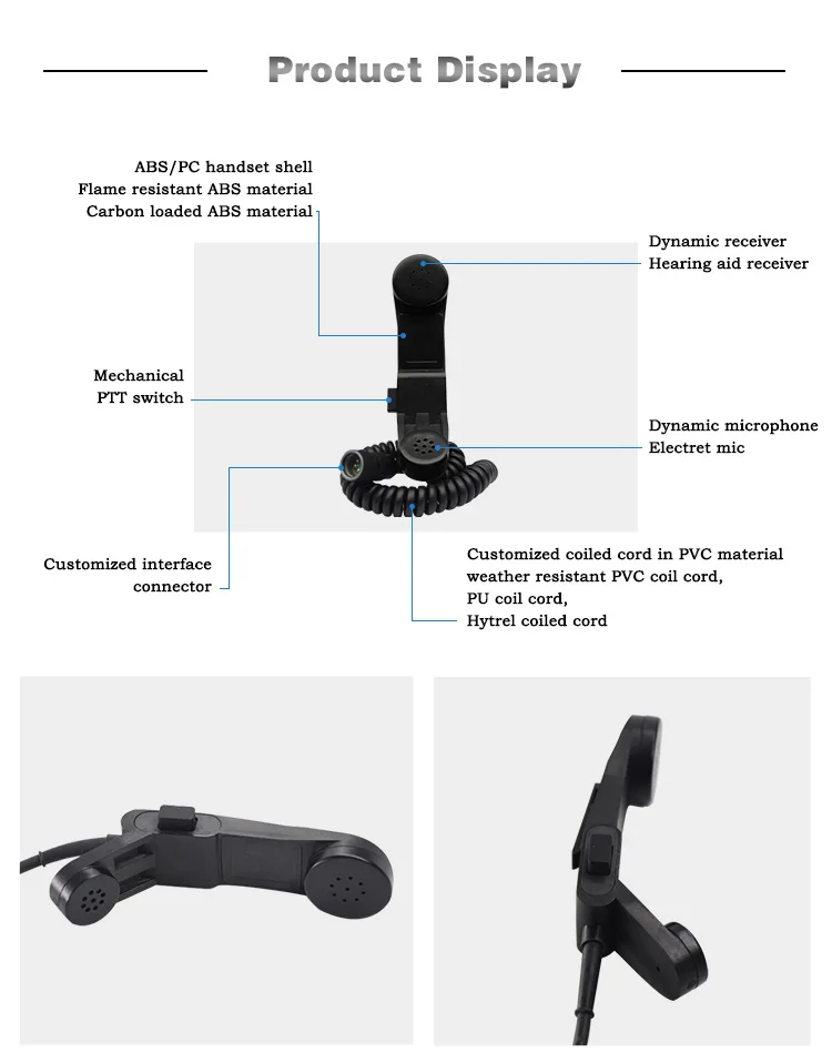 PC material tadiran prc-710 handset/ microphone speaker handset/retractable handset