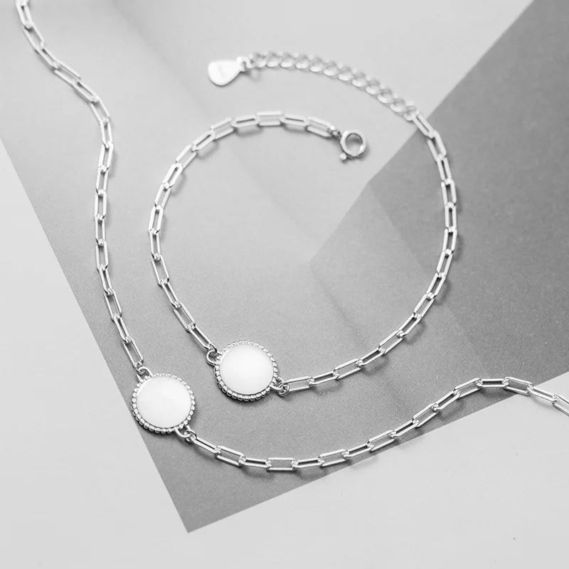  Bijoux Wholesale 925 Sterling Silver Round Link Chain Anklets Women