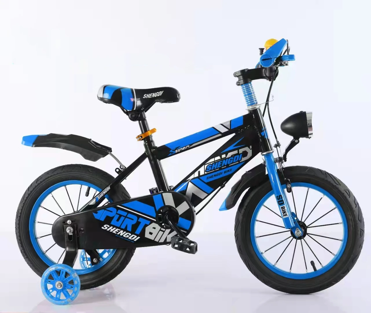 2024 High quality kids mountain bike with training wheels headlights bicycle for kids child bike