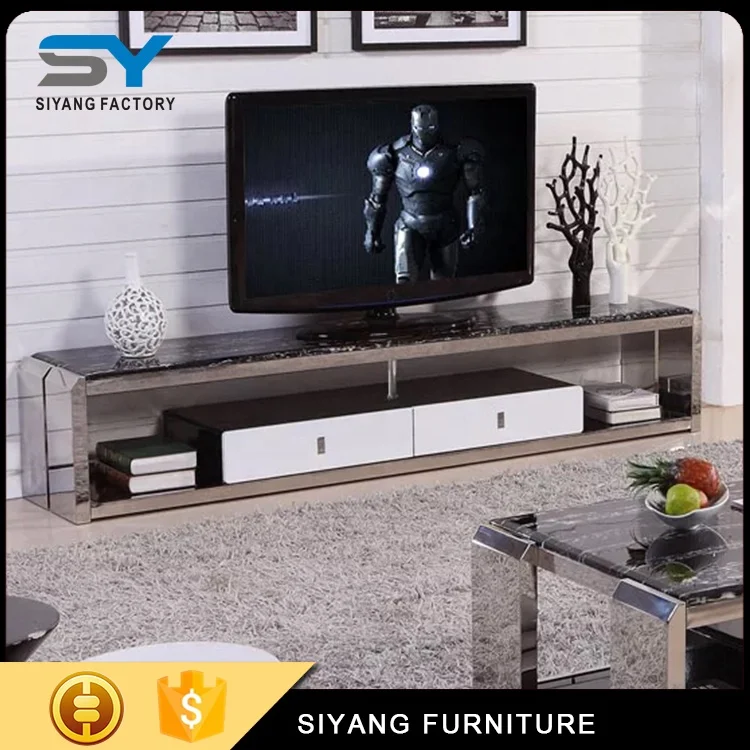 Мебель из нержавеющей стали мраморный верх Классический Современный дизайн ТВ Стенд для витрины