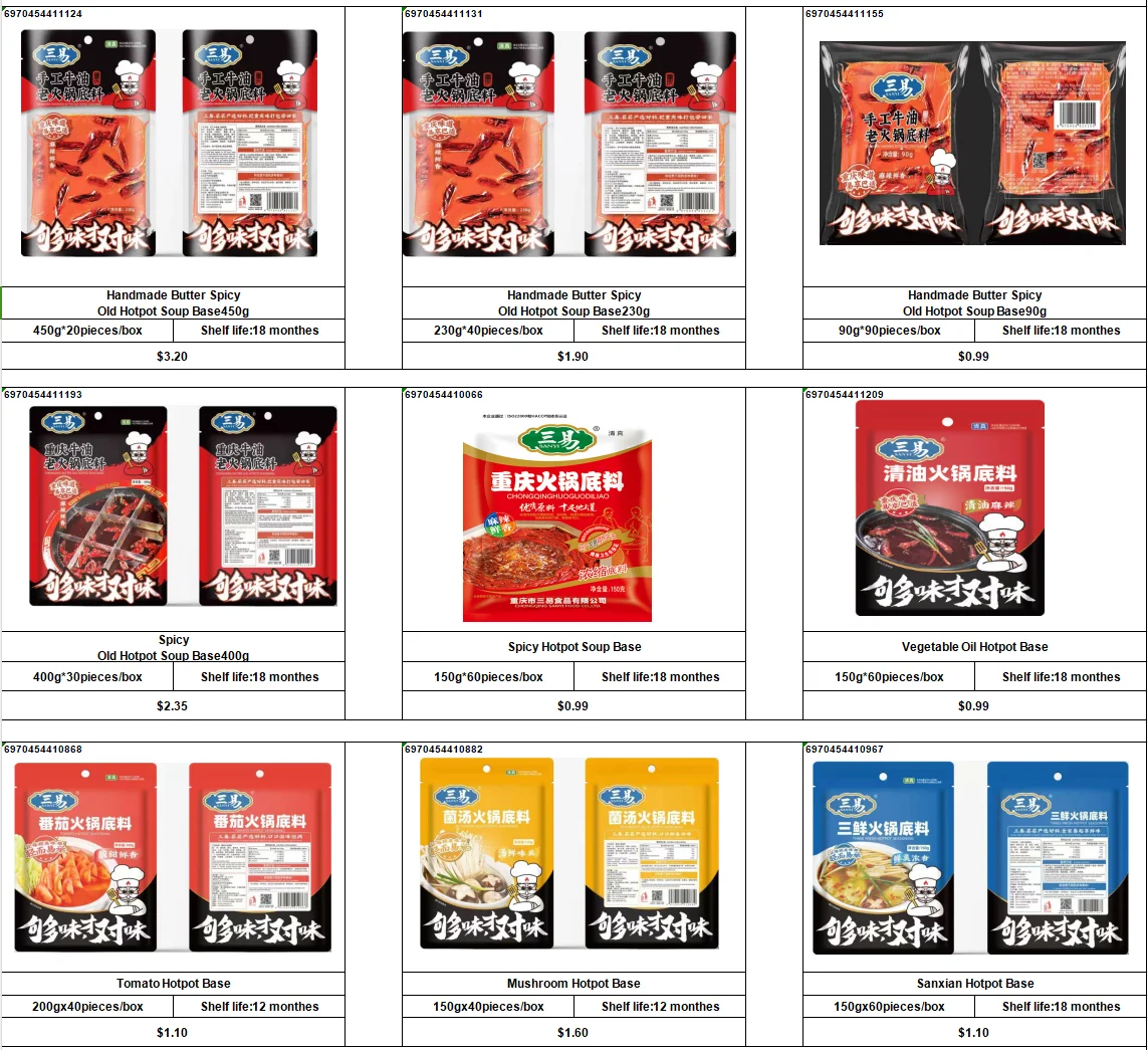 Chinese Food Spicy Cheap Chinese Food Halal Condiments Spices Seasoning hotpot Soup Base Seasoning for Wholesale Retail