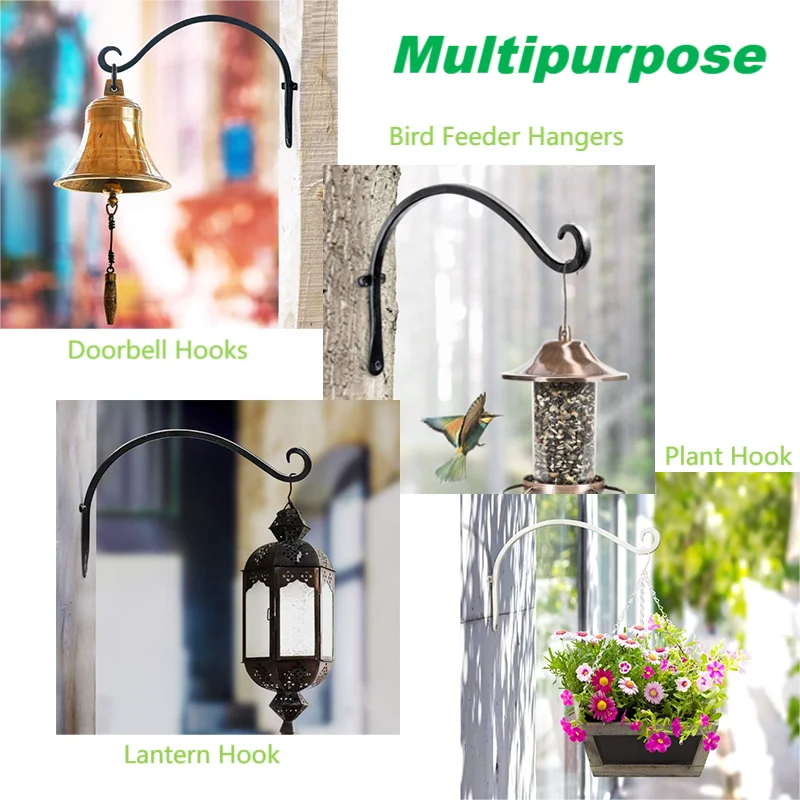 Hanging Plant Hanger Outdoor Metal Bird Feeder Wall Hooks Metal Plant Bracket Hook for Hanging Flower Basket