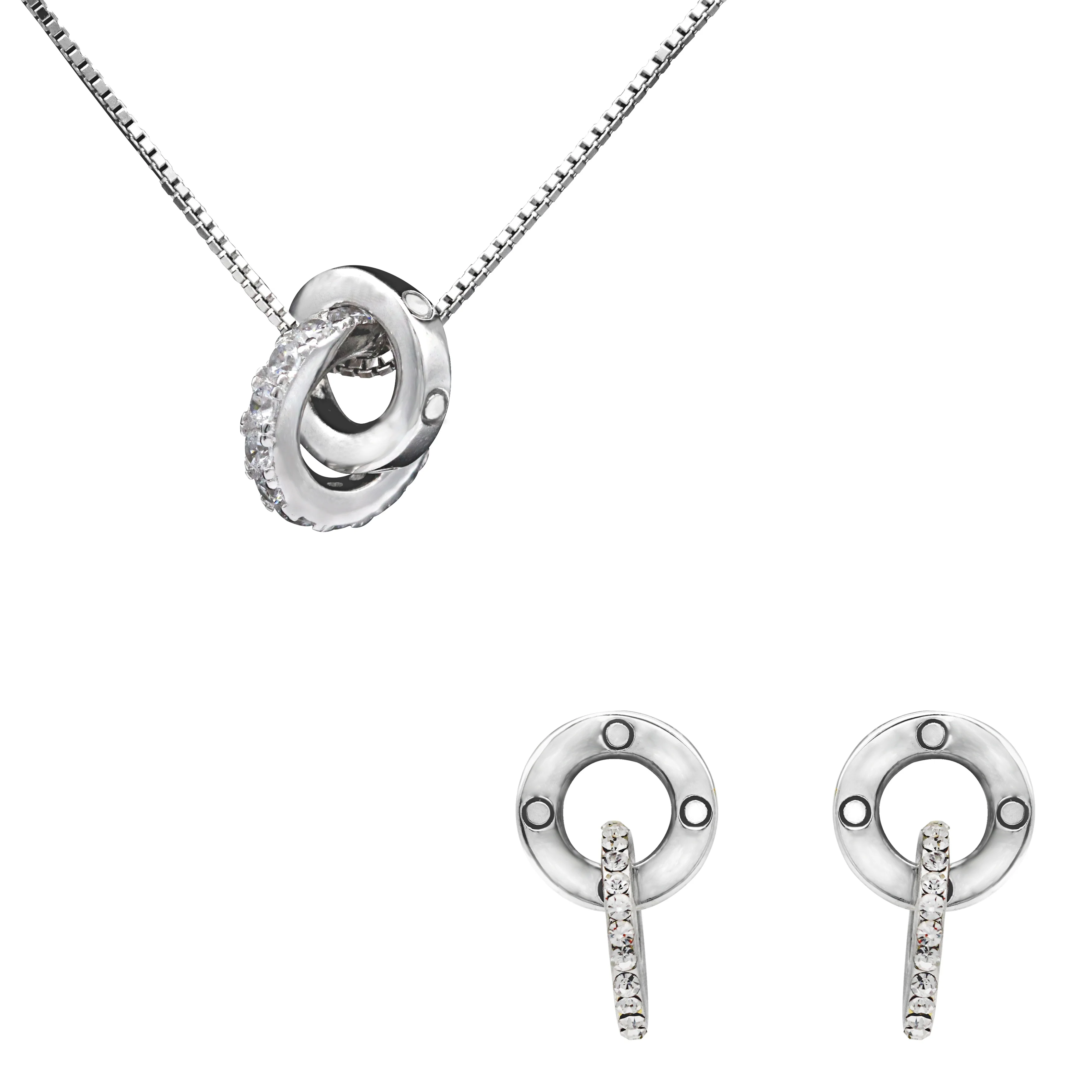 
Wholesale Custom Party Fashion Double Ring 925 Sterling Silver Jewelry Set 