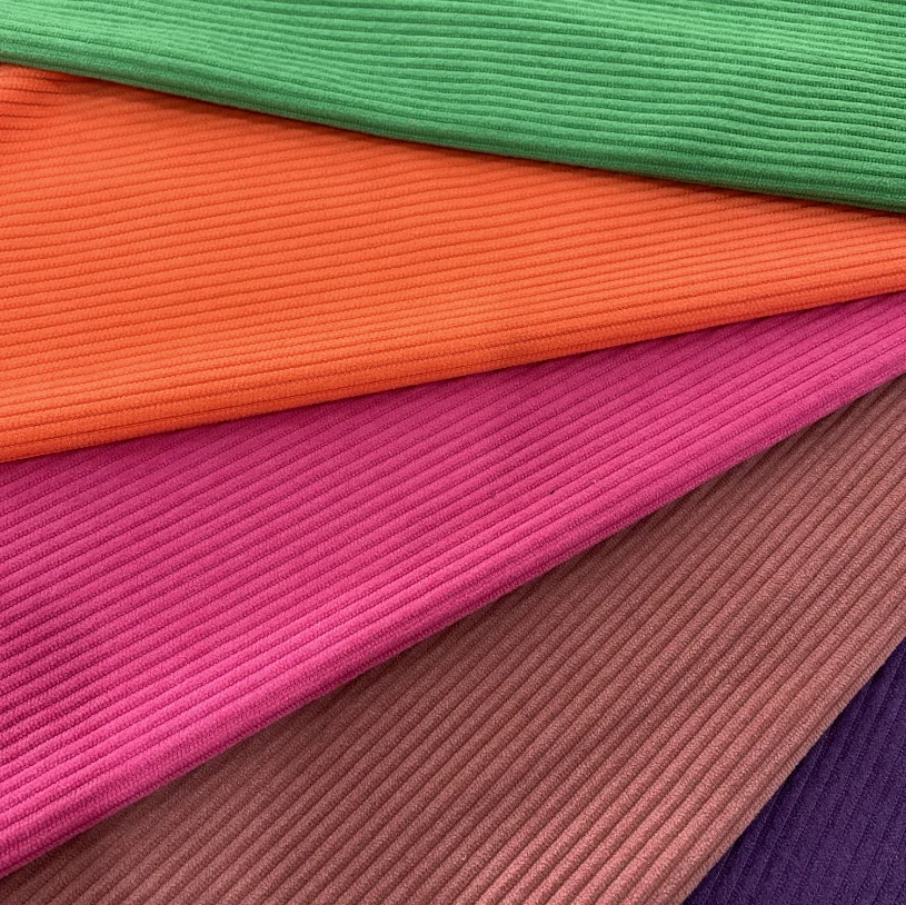 Wholesale Stripe Velvet Fabric Stretch Print Polyester Stretch Dress Knitted Rib Fabric For T-Shirt Vest Casual Wear