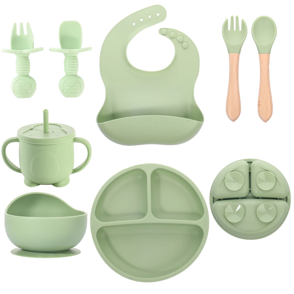 2024 Factory Cheap Price Baby Products Feeding Set Suction Bowl Plate With Spoon And Fork For Training Eating Set