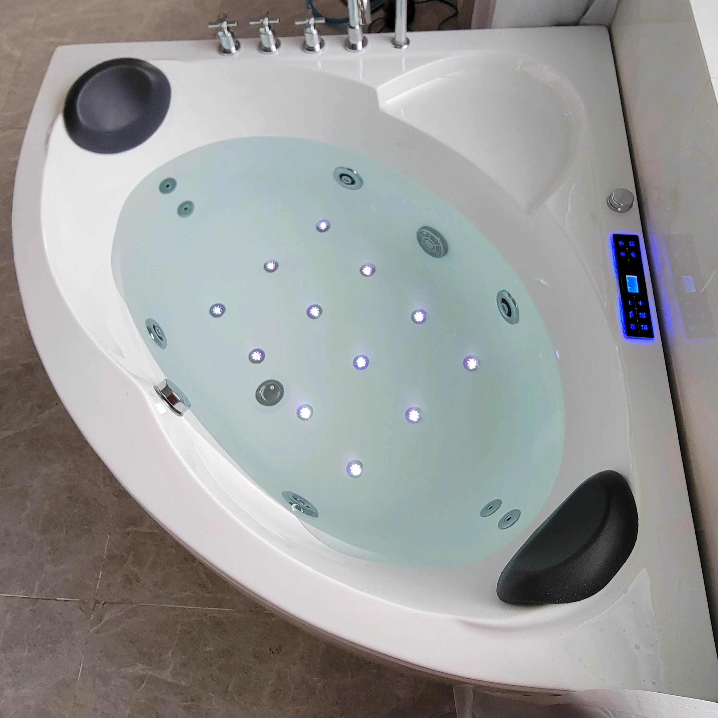 LED jets massage 2 person large space whirlpool  corner massage bathtub