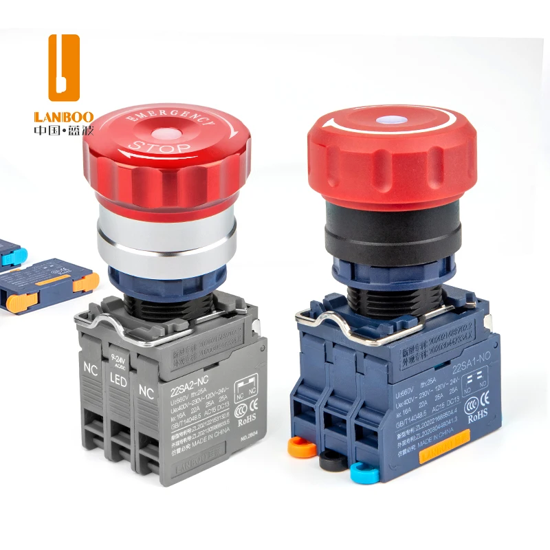 LANBOO SA1-M/SA2 Hold 1NO1NC Can Be Customized With Safety High Current Emergency Stop Button Switch