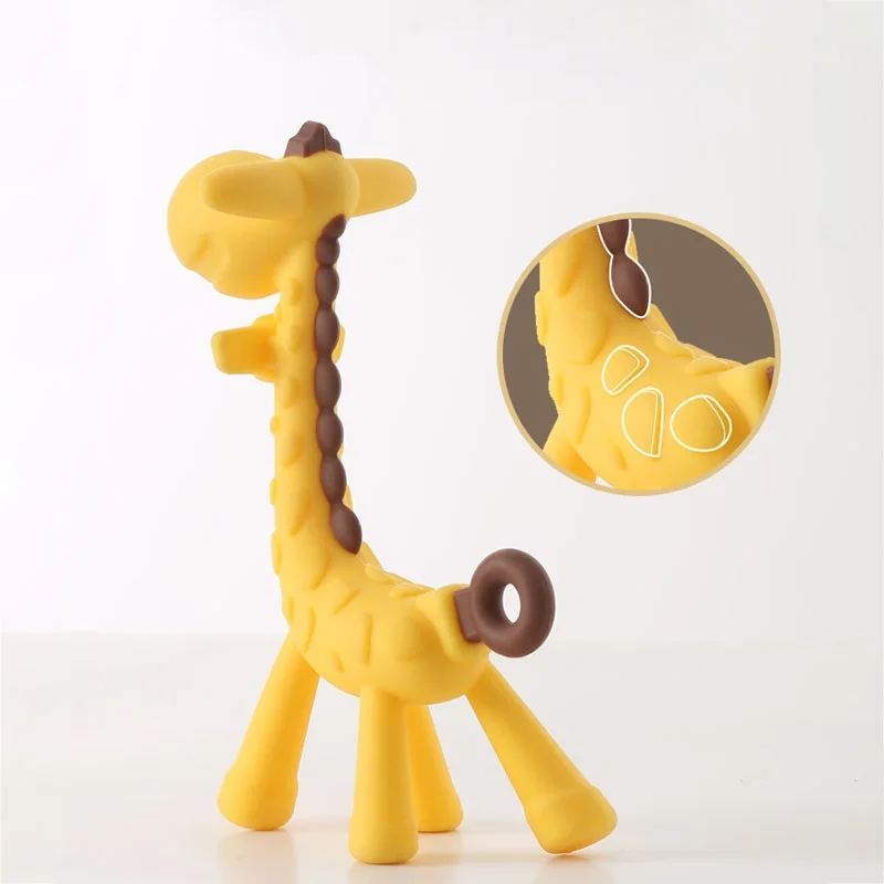 
Amazon top selling cute Natural Giraffe children toy Safety Funny Fruit silicone baby teether 