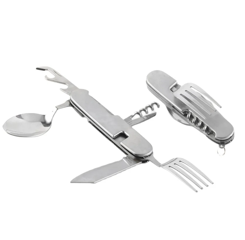 full 420 stainless steel outdoor folding spoon fork knife