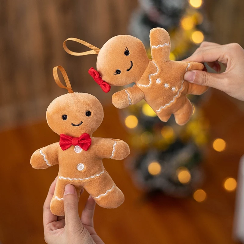 Christmas gingerbread man keychain plush cuddly gingerbread plush keychain mini boy and girl gingerbread man plush keychain