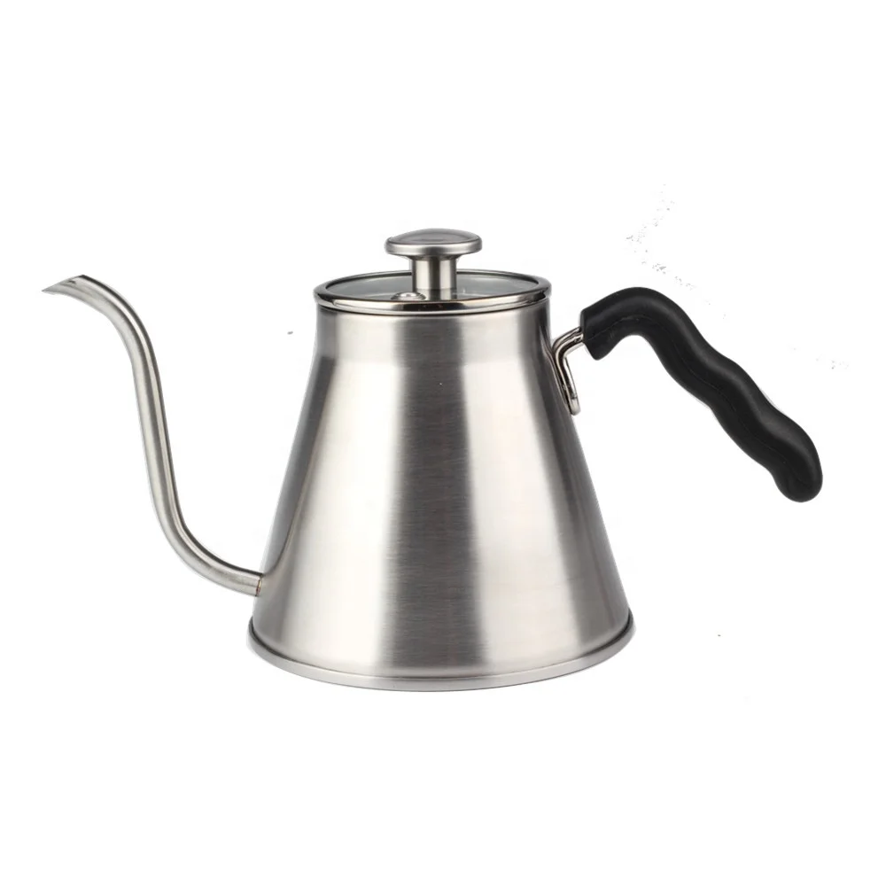 Health Protection 304 Stainless Steel Built-In Thermometer with Glass Lid Pour Over Tea Gooseneck Kettle