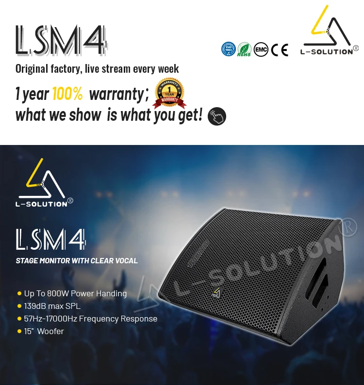 Lsolution аудио 2-сторонний сценический монитор LSM4 15-дюймовый мини-монитор динамик для сцены и событий