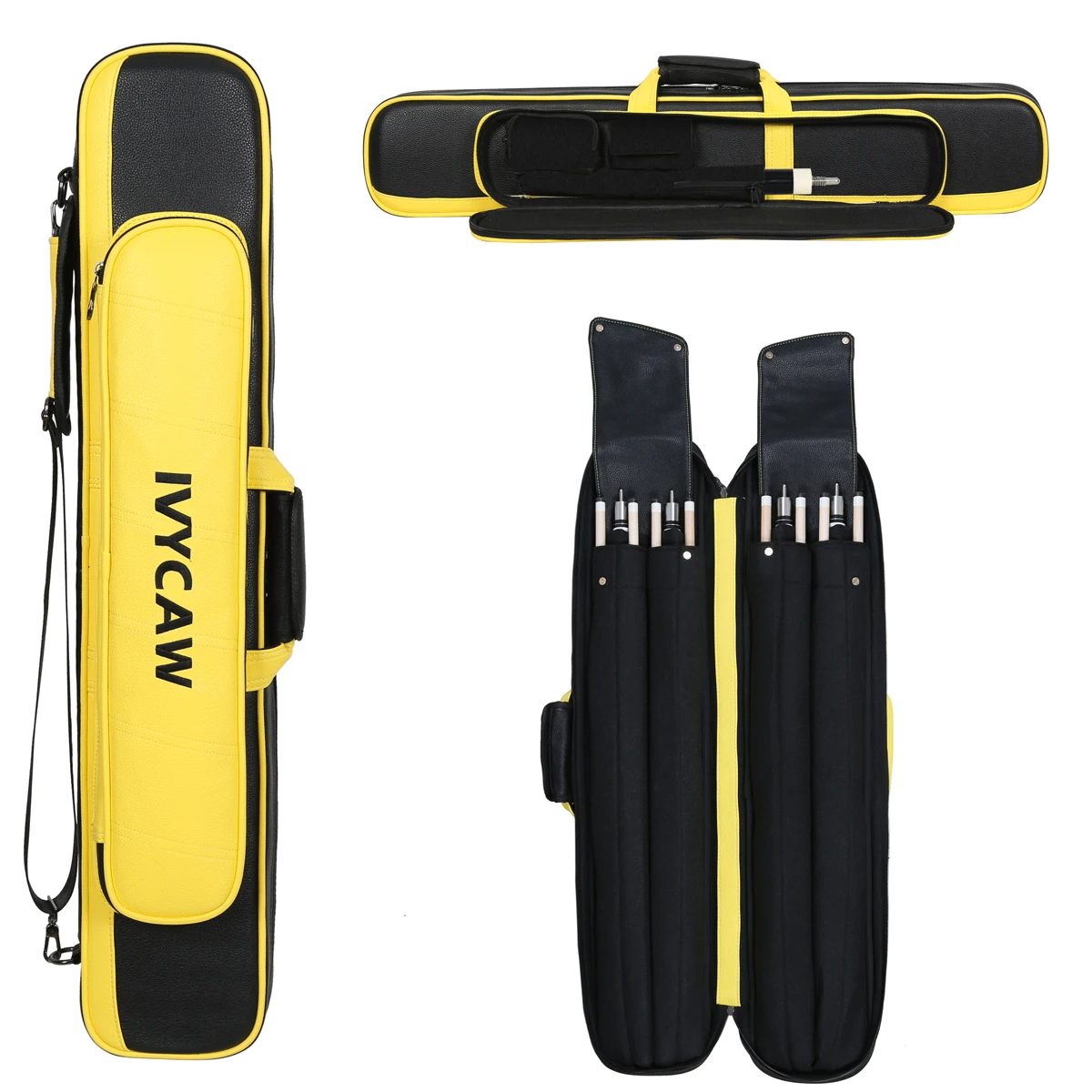 Customize Leather 4x8 billiard cue bag High Capacity Billiard Cue Case with double shoulder strap