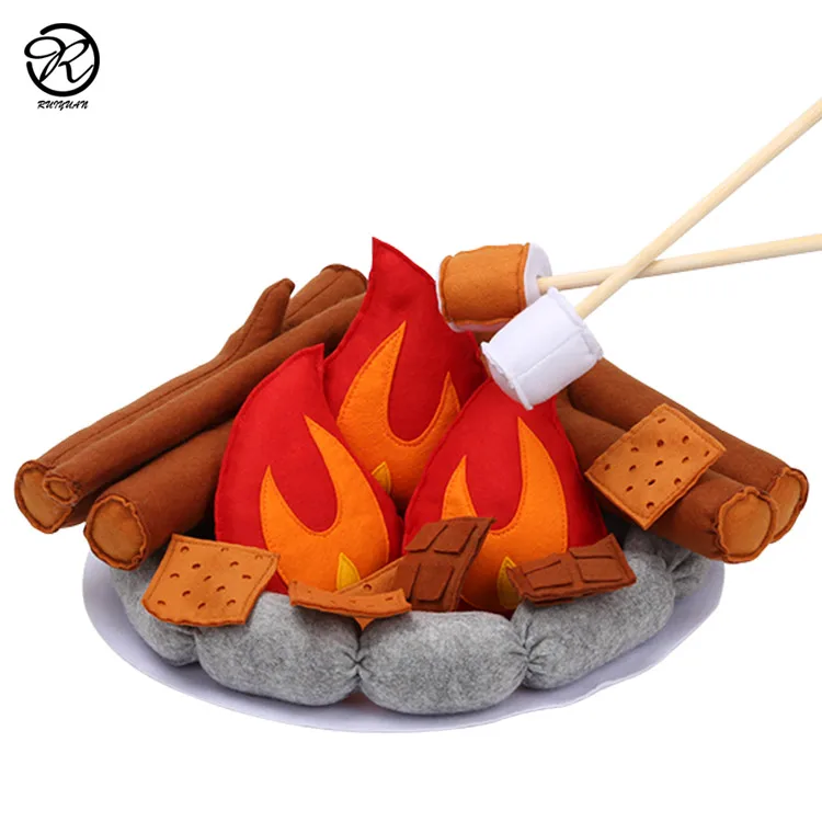 funny boy girls pretend campfire playing toy interesting kids camping set felt toy