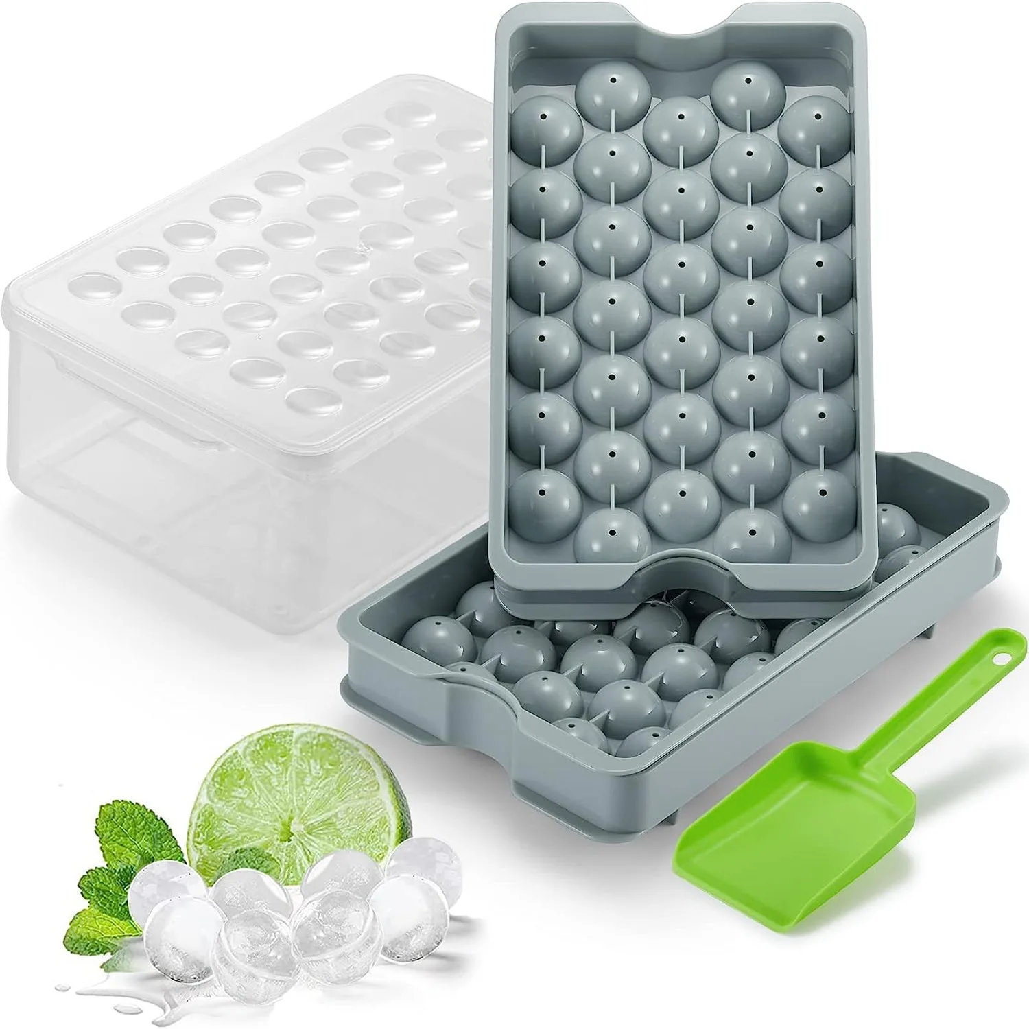 Hot Selling Food Grade Easy Release Round Ball Ice Tray Reusable Plastic 32 Cavity Mini Circle Ice Ball Maker Mold for Freezer