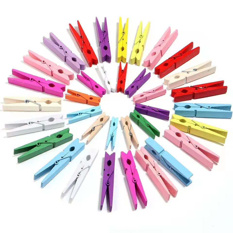 Colored Wooden Clips Multi-size Wood Clamps Multi-use Home Supplies fit DIY Book Photo Clip Garment Sewing Aid Clip