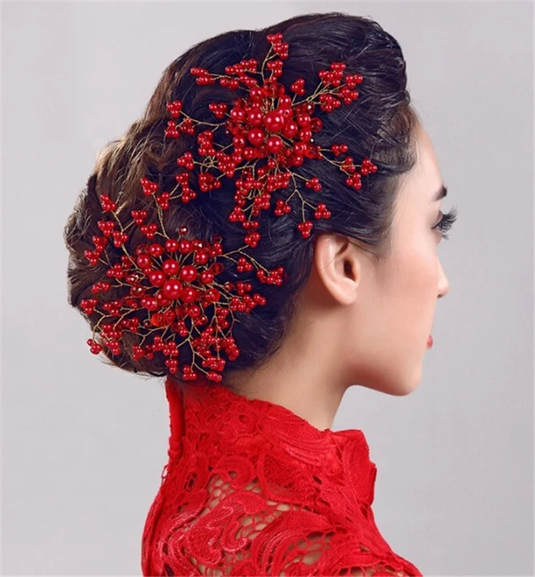 New Bride Crystal Pearl Flower Hair Comb Wedding Hair Accessories Wholesale